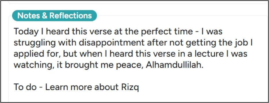 Example of spiritual growth notes